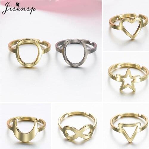 Jisensp Punk Stainless Steel Rings for Women Girls Minimalist Star Round Moon Infinity Triangle Geometric Open Ring Birthday Gif
