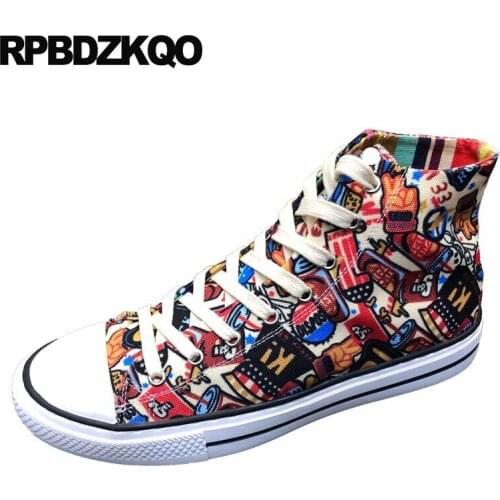 Trainers street style canvas lace up skate hip hop breathable designer sneakers printed high top men shoes brand casual fashion