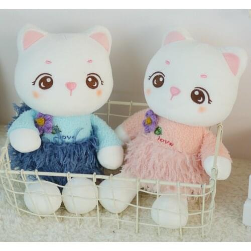 32cm Kawaii Couples Cat Plush Toys Stuffed Cute Cat Doll Lovely Animal Pillow Soft Cartoon Toys for Children Girls Gift