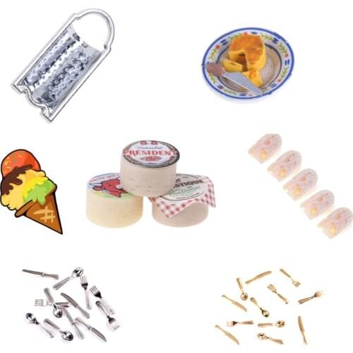 Mini Cheeses Planer Knife Fork Spoon for 1/12 Scale Dollhouse Miniature Simulation Kitchen Food Living Room Decoration Acces