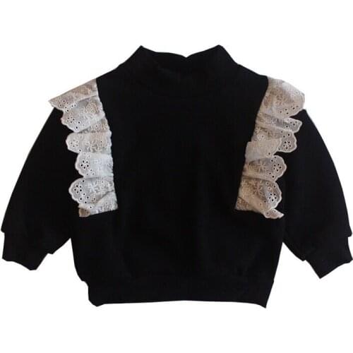 Fashion stitching lace Plush Sweater Girl Baby 2021 winter new clothes toddler girl fall clothes 2021