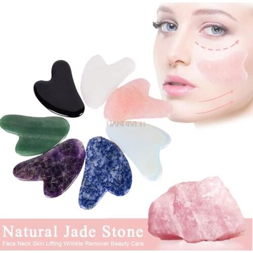 Natural Jade Multicolor Pink Gua Sha Massage Tool For Facial Beauty Reduce Wrinkles Skin Care Lift The Face Eye Guasha Massager