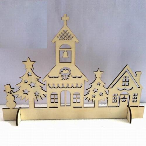 New Fashion 50pcs DIY Table Wooden Ornament Snowman Church New Year Christmas Decorations for Home Navidad Noel Xmas Supplies