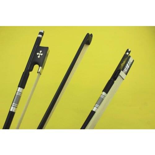 New PRO black Carbon fiber violin bow 4/4 Ebony Frog Inlaid Cross