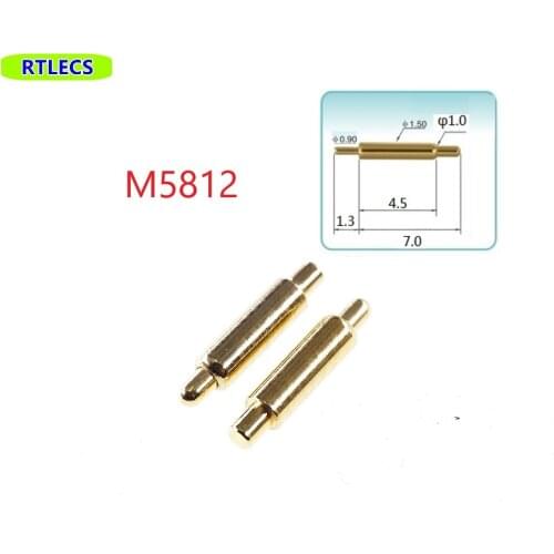 100pcs Through Hole Male Spring Loaded Pogo Pin Connector 5.8 mm Length Gold 1u plating 1 Amp Current Probe Contact Pogo Pin
