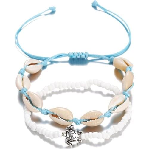 Bird Turtle Shell Star Charm Rope String Anklets For Women Ankle Bracelet Bangle On the Leg Chain Foot Beach Jewelry Gift