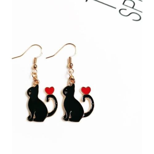 Christmas Mascot Cute Kitten Earrings for Women Girls Fashion Jewelry New Year Gift