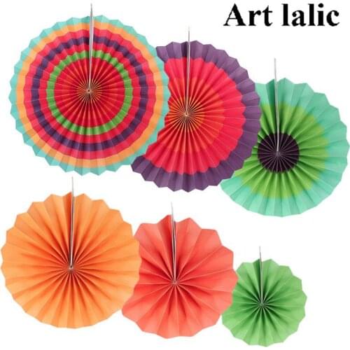 DIY Handcraft Paper Fan Stripe Dot Round Wheel Disc Party Wall Decor Kindergarten Kids Birthday Toys Party & Holiday DIY Deco