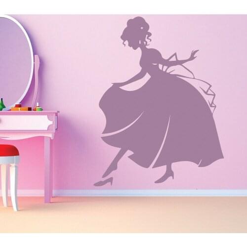 Fairy Tale Cinderella Wall Stickers Kids Girls Bedroom Nursery Stage Show Wall Decoration Vinyl Window Decal Princess Mural Q034