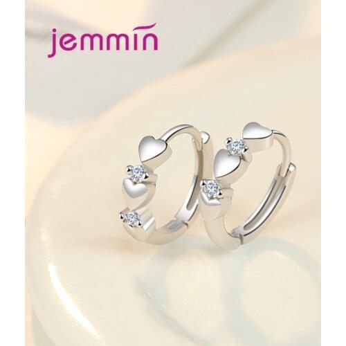 925 Sterling Silver Cute Crystal Earrings For Women Girls Heart Design 2021 Trend Fashion Jewelry Valentines Day Gift Wholesale