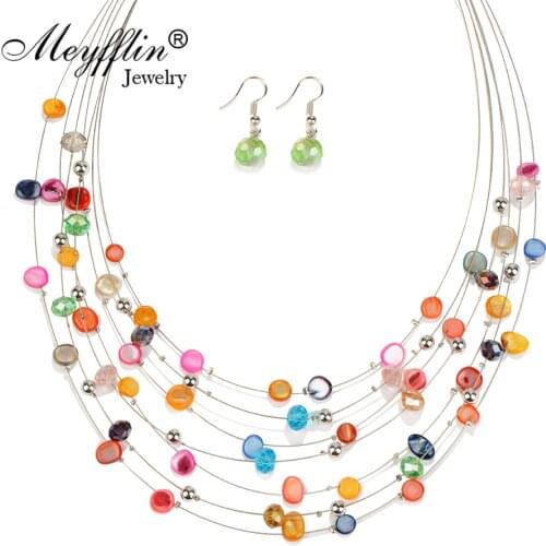 2020 Fashion Jewelry Sets for Women Joyeria Crystal Beads Statement Necklaces Earrings Set Bijoux Parure Bijoux Femme