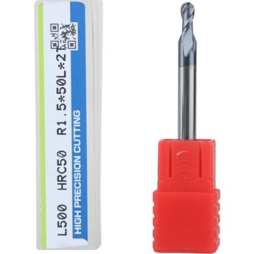 1pcs R1.5 Real HRC50 2 flutes ball nose end mill milling cutter CNC router bit
