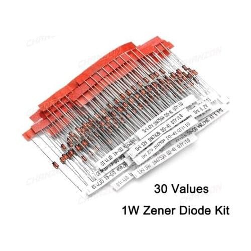 1W Zener Diode Assorted Kit (3V 3.3V 3.6V 5.1V 5.6V 7.5V 10V 12V 13V 15V 16V 18V 20V 22V 24V 30V 33V 47V) Assortment Set