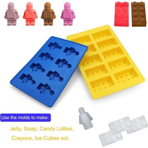 1 X Set of Silicone Combo Ice Cube Trays (Set of 2) Robot Ice Cube Tray And Building Block Ice Sphere Mold BPA Free Shipping