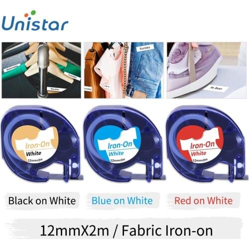 3PCS Iron Tapes A18769 Compatible for DYMO LetraTag Printer Plastic Label Tape Fabric Iron-on 12mm Pinter Ribbon A18773 A18777
