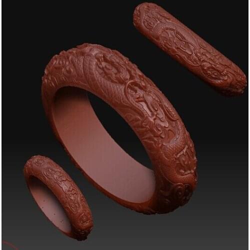 3d model relief for cnc in STL file format Double dragon bracelet