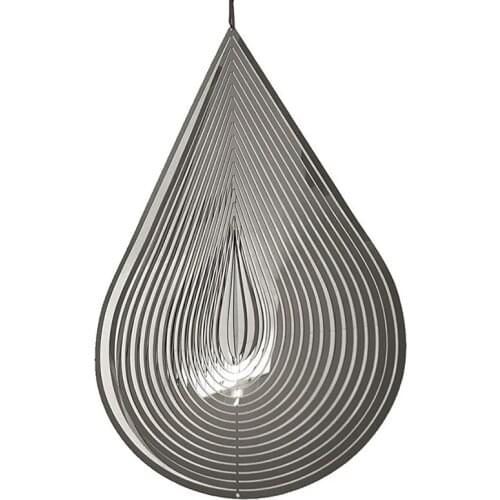 1Pcs Heart Drop Shape Stainless Steel 3D Rotating Wind Chime Bell For Both Outdoor Garden And Indoor