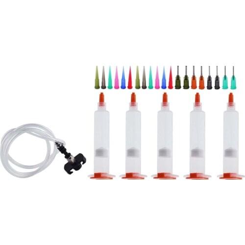 Aluminum Adapter Liquid Dispenser Solder Paste Adhesive Glue Syringe and Dispensing Cones Package 10cc 30cc 55cc