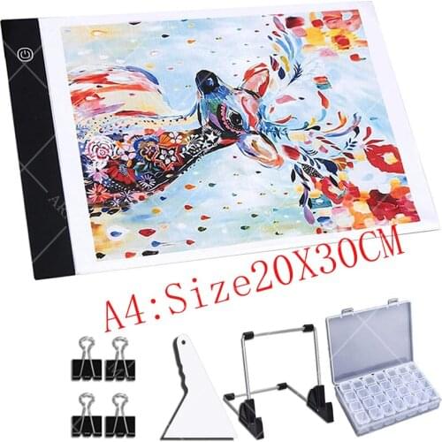 ARMYQZ Ultra Thin A4 Size 20X30 LED Light Pad Artist Light Box Table Tracing Drawing Board Pad Diamond Painting Embroidery Tools