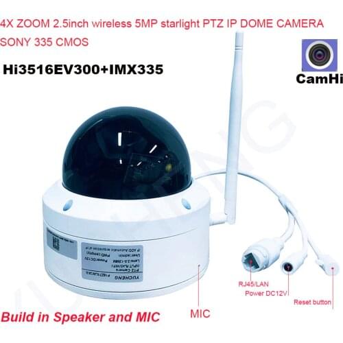 CamHi 5MP Wireless 4X Optical Zoom Speed Dome PTZ IP Camera Security IP Camera 128GB SD Card MIC Speaker Onvif P2P Outdoor