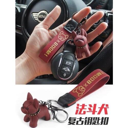 Car Keychain Bulldog Key Chain Ring Fob Pendant Decoration For Mini Cooper JCW One F54 F55 F56 F60 R55 R56 R60 Car Accessories