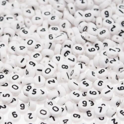 CHONGAI 300Pcs Mixed White Acrylic Numbers Spacer Beads For Jewelry Making 7mm