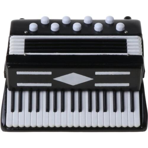 C5AA Mini 1/12 Dollhouse Wooden Accordion Miniature Musical Instruments Model Collection Home Decor Toys