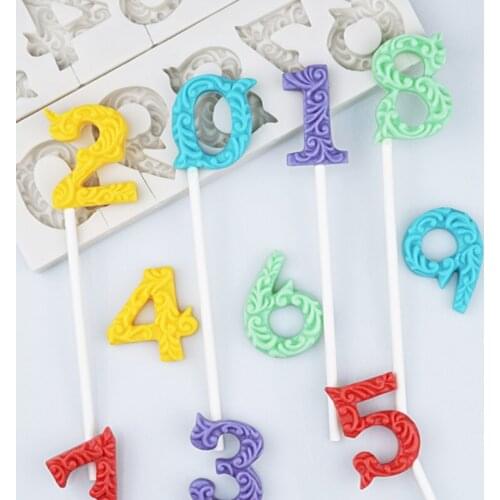 Digital Relief Lollipop Molds Fondant Cake Decor Tools Silicone Molds Sugarcrafts Chocolate Baking Tools For Cakes Gumpaste Form