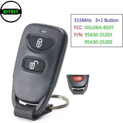 DIYKEY Replacement Remote Car Key Fob 3+1 Button for 2010-2015 Hyundai Tucson - FCC: OSLOKA-850T P/N: 95430-2S201 / 95430-2S200