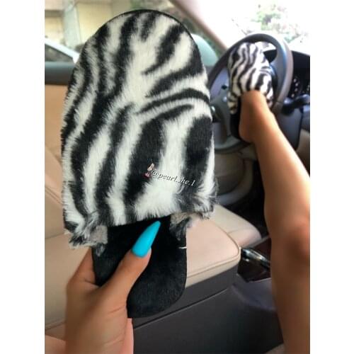 Designer Girl Fashion Fur Slippers Wholesale Faux Fur Cross Indoor Floor Slides luxury women slippers