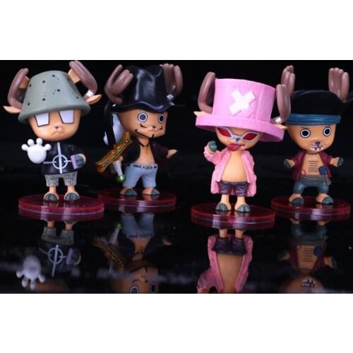 New one piece 4pcs/set Tony Tony Chopper action figure Chopper cos Mihawk Kuma Doflamingo Teach action figure doll model toys
