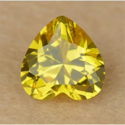 Hot Sale 2*2~15*15mm 5A Deep Golden Yellow Color Heart Shape Cut Cubic Zirconia Lab Created Gems Loose CZ Stone For DIY