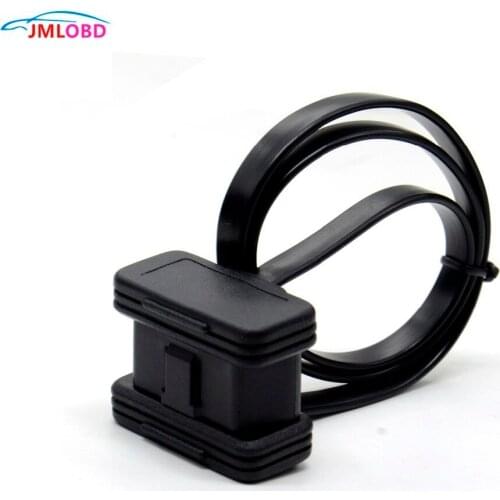 Hot Sale! Flat+Thin As Noodle OBDII OBD 2 OBD2 16 Pin ELM327 Male To Dual Female Y Splitter Elbow Extension Connector Cable