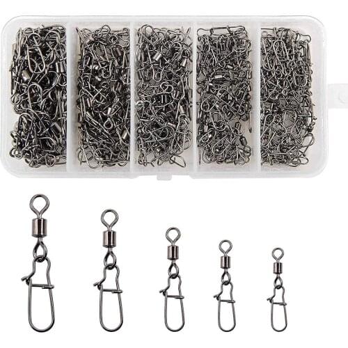 Hyaena 210pcs/box Fishing Swivel Snap Kit High-strength Fishing Rolling Swivels With Duo-lock Nice Snaps Tackle Connector