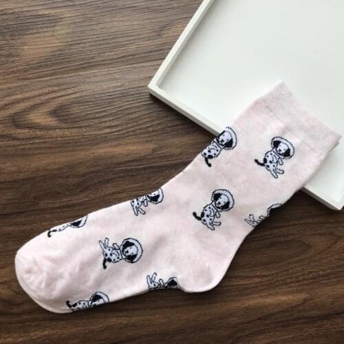 Kawaii Dalmatian socks for women spotted dog socks lady novelty dog owner gift cute socks 50pairs/lot wholesale customize