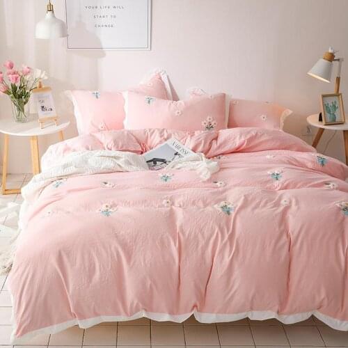 J pink bedding set daisies Duvet Cover King Size Queen Size Comforter Sets bed sheet and Pillowcase Sets YT65