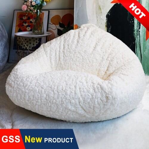 Dropshipping Big Bean Bag Sofa Slipcover Envelope No Filler Floor Seat Washable Fluffy Fur Beanbag Chair for Adults Baby Kids