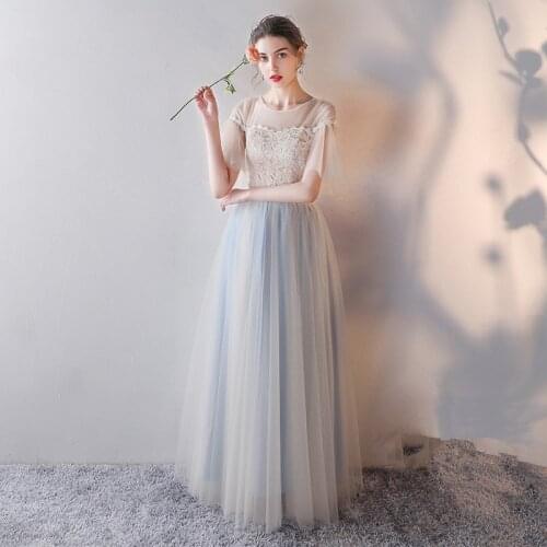 Popodion lace bridesmaid dresses long sister dress for wedding party for woman vestido longo ROM80143