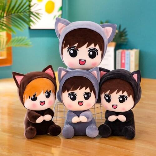 Cute Cartoon Little Boy Cat Doll Plush Toy Transforming Doll Scratching Machine Doll Holiday Gift
