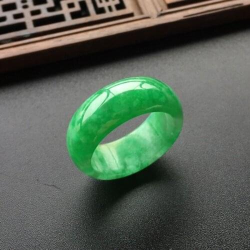 Fashion Green Jade Round Rings Figure about Diameter 20mm Women Men Gift