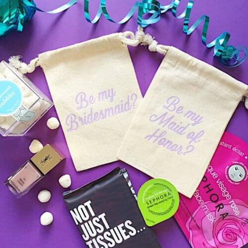 Customize wedding Bachelorette Bridesmaid Maid of Honor ask Hangover relief Kits Jewelry gift Bags Drawstring muslin pouches