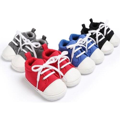 New Fashion Infant Newborn Baby Boy Girl Soft Sole Canvas ShoeS Trainers Babies Unisex Lace Up Casual Canvas Shoe 3-18 Months