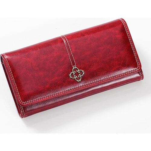 New Women Wallet Made Of Leather Vintage Long Bank Card Holder Large Capacity Ladies Purse With Coin Pocket Clutch Money Bag