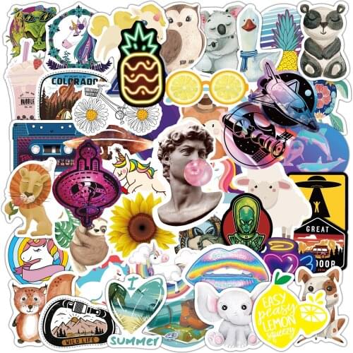 Wholesale Popular Stickers 800 Pcs/Set VSCO Girl Neon Light Cute Animals Sticker Decal on Water Bottle Stationary Skateboard Toy