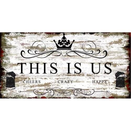 Original Retro Design This is Us Solid Wood Signs Wall Art|Natural Wooden Board Print Poster Oils Painting Wall Decoration