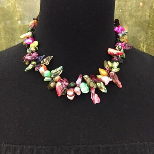 Beach style natural fresh water pearl necklace 2 layers vivid color fashion women jewelry free shipping