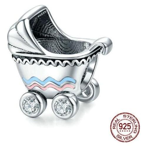 Authentic 925 Sterling Silver Life Baby Carriage Metal Beads Charm for Bracelet Baby Birthday Gift Anti-allergy Dropshipping