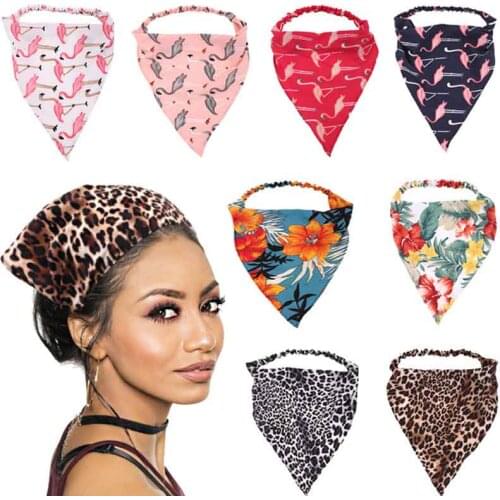 Flower Printting Hair Scarf Triangle Bandanas Hairband Headband Elastic Hair Bands Women Girls Fashion Headwrap Hair Accessories