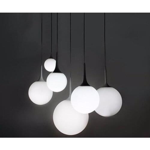 Simple Loft Milk White Ball Pendant Ceiling Lamp Glass Droplight For Cafe Bar Shop Dining Room Hall