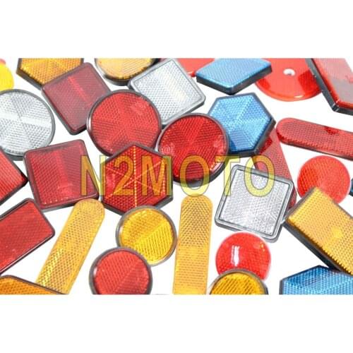 Motorcycle Rectangle Round Reflector Safety Warning Plate Reflective Stickers for Car ATV Trunk Harley Chopper Red Yellow Blue